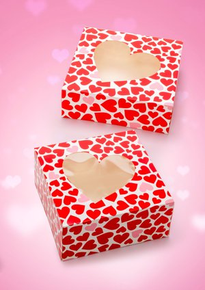 Tortenkt.19x19x9cm Herzfenst. - 650402