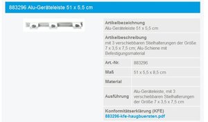 Haug Alu-Geräteleiste - 883296