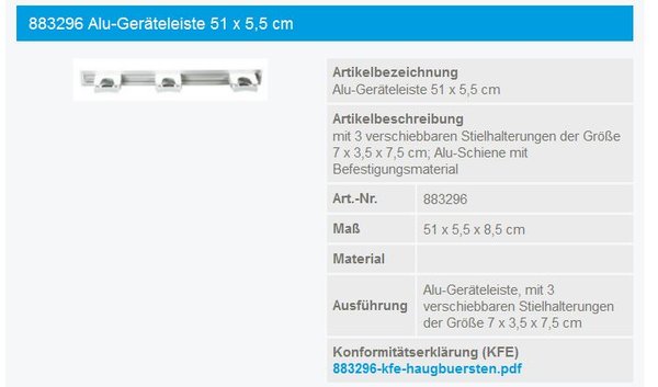 Haug Alu-Geräteleiste - 883296