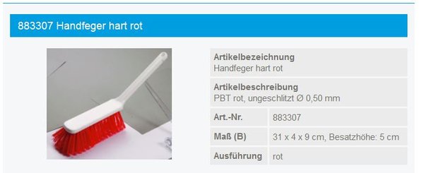 Haug Handfeger hart 31cm rot - 883307